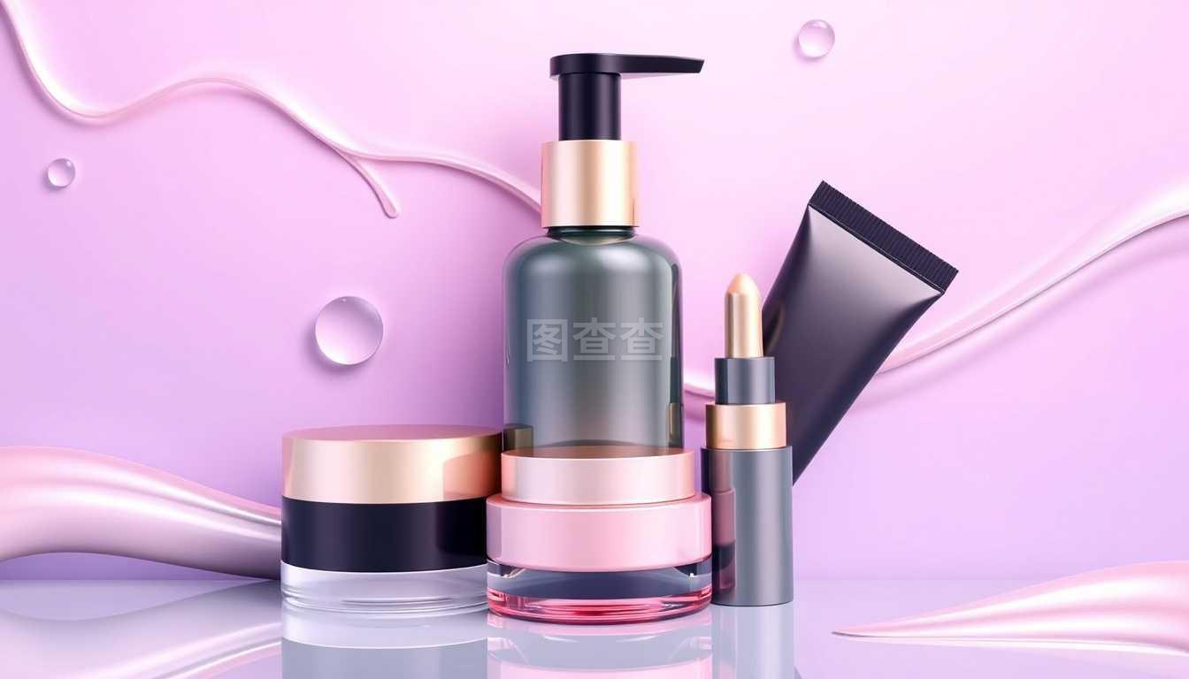 3D寫實矢量圖示 化妝品與保健食品廣告模板設計